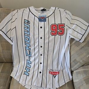 Disney Pixar Cars White Jersey Lightning Mcqueen #95 Mens Size Large